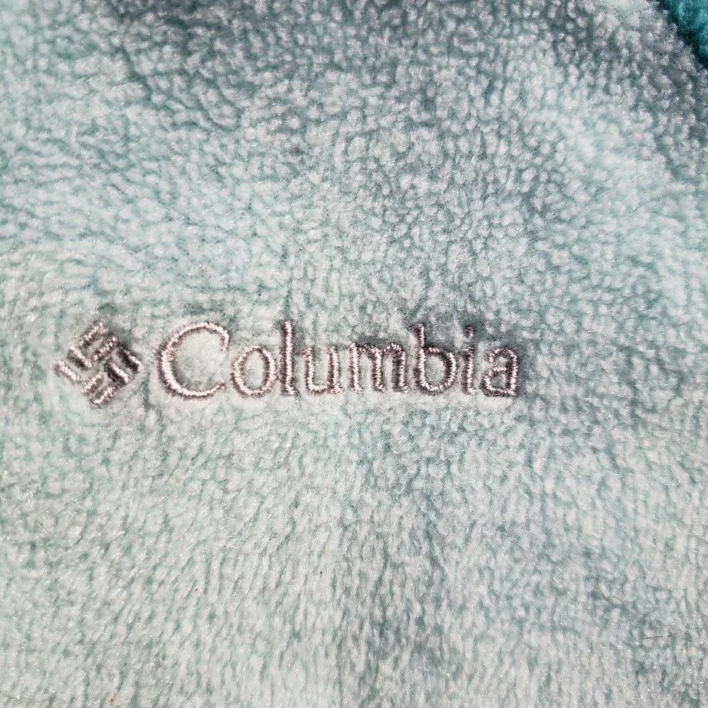 Fleece Jacket Zippered POCKETS Aqua Teal Spring Sz M COLUMBIA 2 Tone - Picture 9 of 13